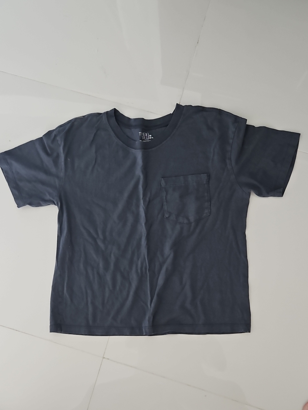 Time and Tru Navy Short Sleeve Pocket Tee